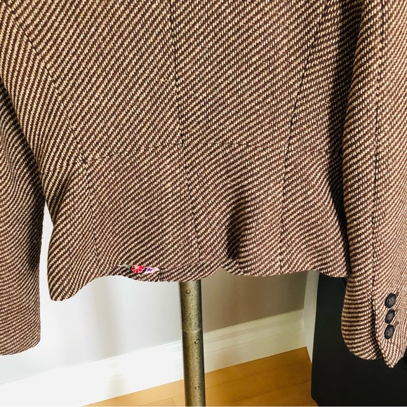 Zara Basic, Women’s Small, Fitted, Diagonal Pattern Blazer, Warm Polyester/Wool. - Picture 7 of 12